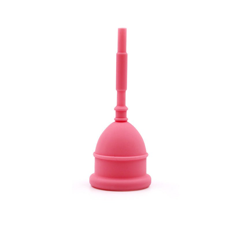Pink silicone menstrual cup sterilizer with storage container