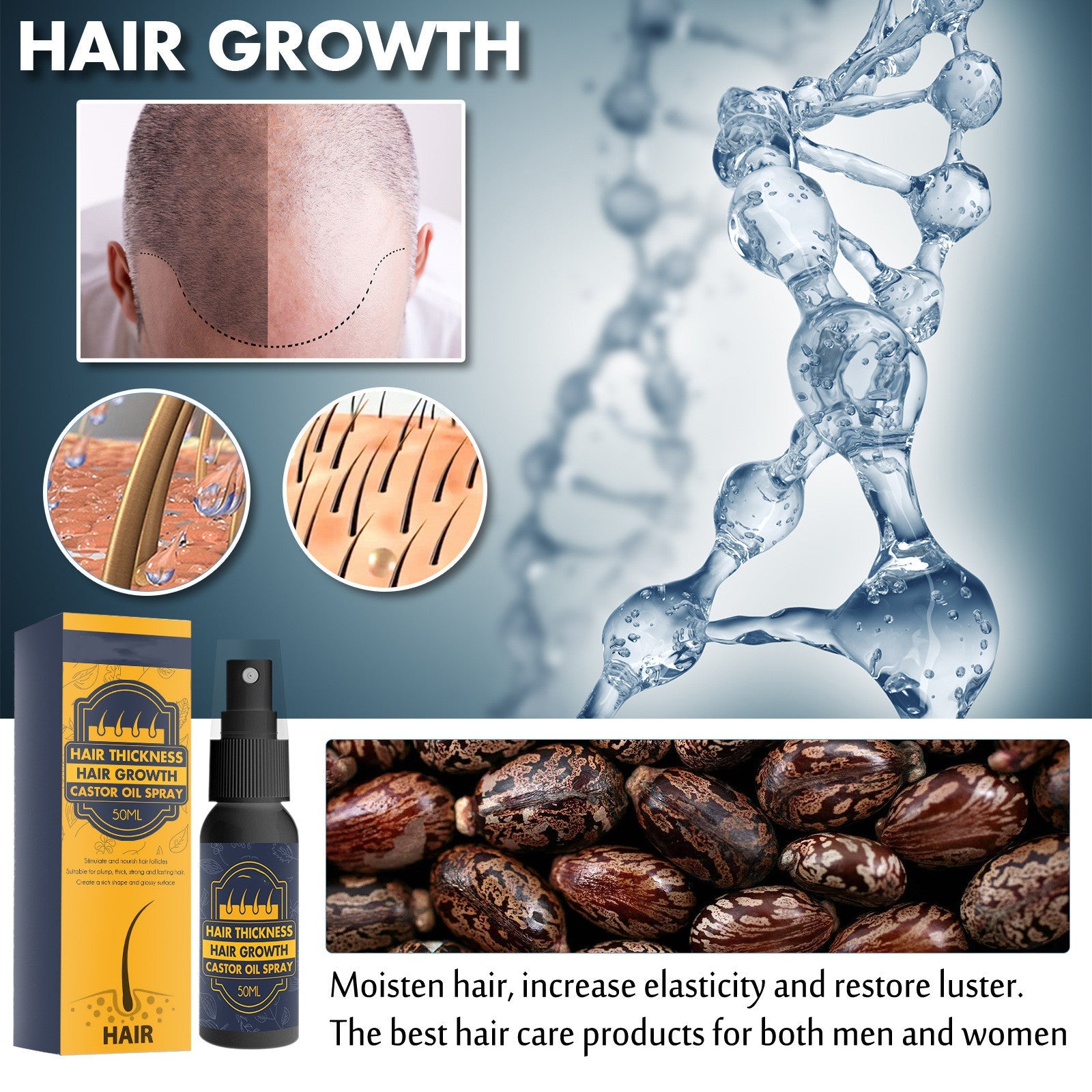 Hair growth oil with nourishing formula for men and women