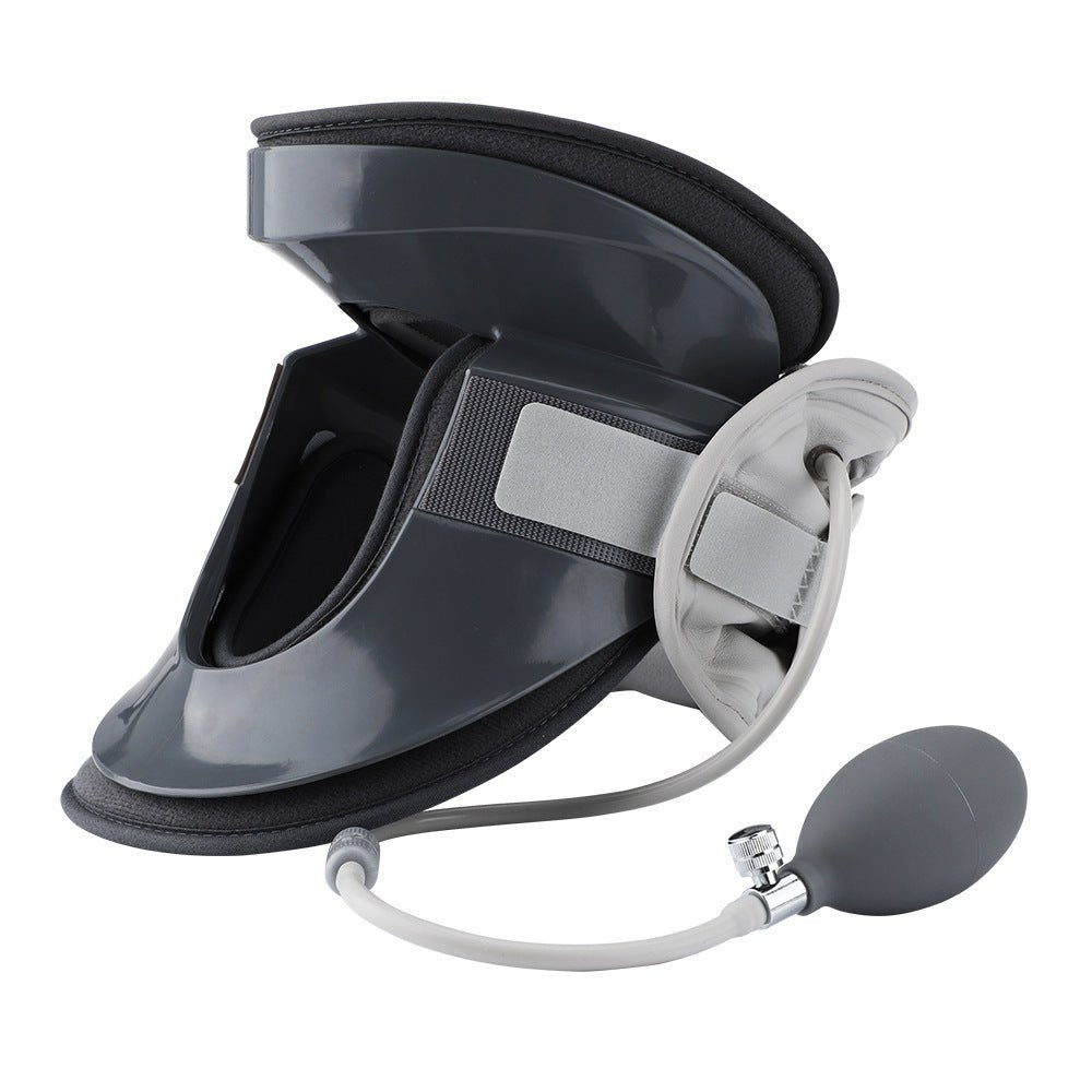 Adjustable inflatable neck brace with hand pump for cervical support