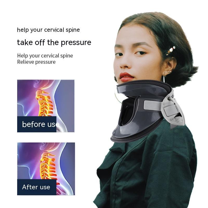 Cervical neck brace worn for gentle neck stretching and alignment