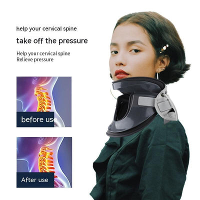 Cervical neck brace worn for gentle neck stretching and alignment