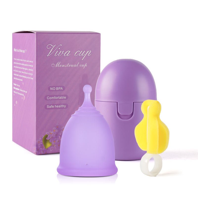 Reusable silicone menstrual cup with storage case for women