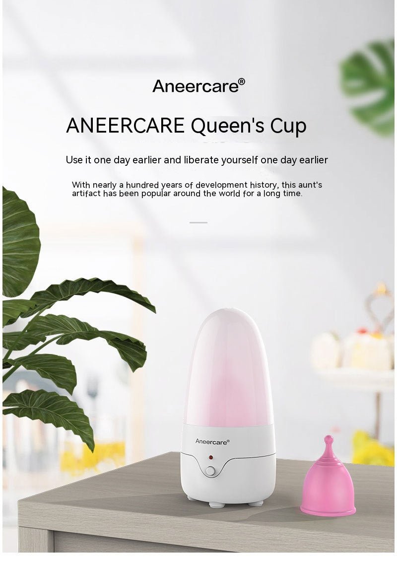 Small portable steam sterilizer for reusable menstrual cup hygiene management