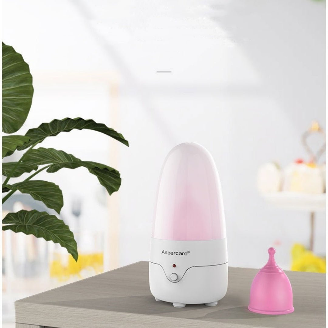 Portable menstrual cup steam sterilizer for reusable cup hygiene and cleaning care