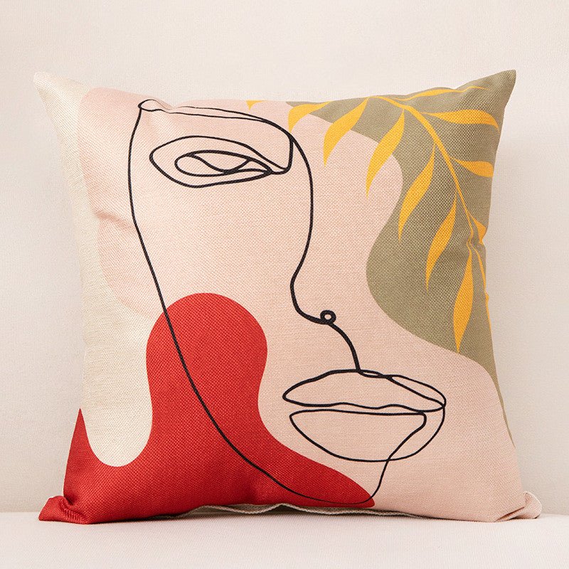 Modern Scandinavian sofa cushion with geometric abstract pattern for cozy home decoration