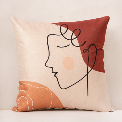 Minimalist decorative pillow with artistic line pattern for stylish living room interiors