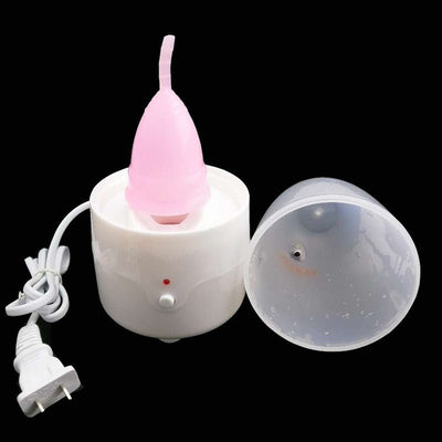Travel-friendly silicone menstrual cup sterilizer container