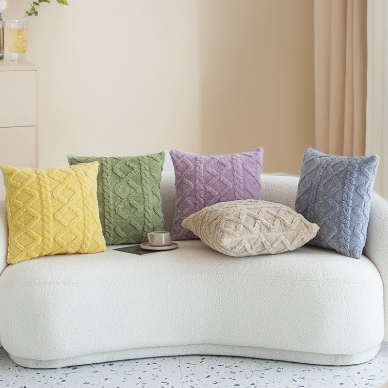 Simple Double-Sided Taffeta Plush Cover Plush Throw Pillow Bedside Lumbar Support Sofa Cushion