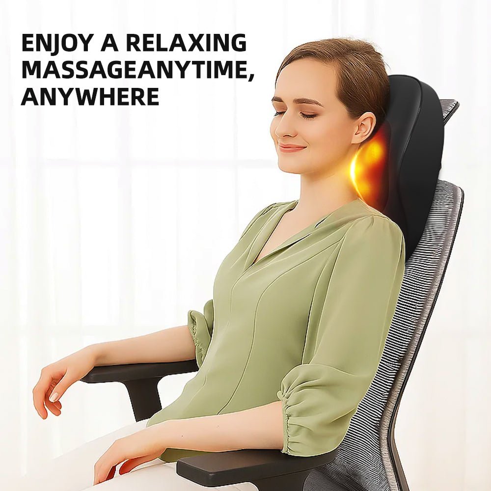 Smart Heated Neck & Back Massage Cushion for Home & Office